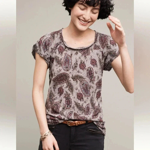 Anthropologie Tops - NWT new Anthropologie T.LA paisley flutter tee gray red medium top shirt
